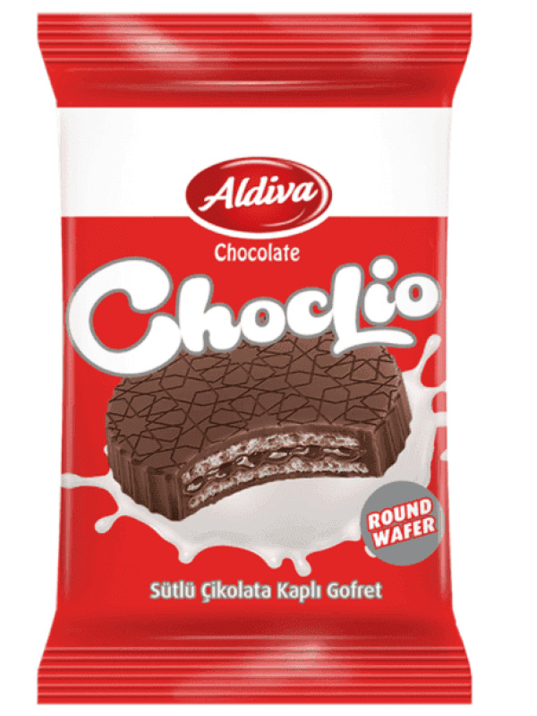 Aldiva Choclio Yuvarlak Sütlü Çikolata Kaplamali & Cikolata Kremali Gofret 20 Gr