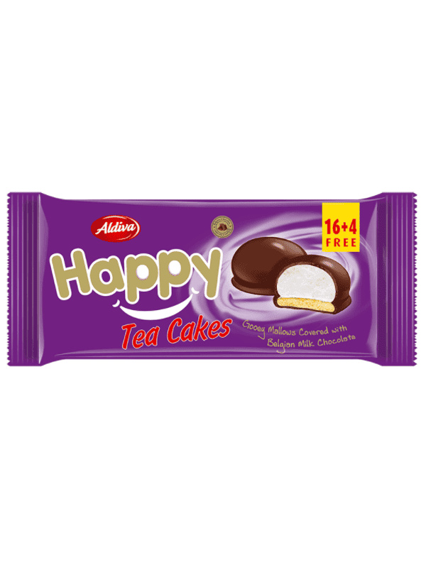Aldiva Happy Tea Cakes Çikolata Kaplı & Karamel Dolgulu Marshmallowlu Bisküvi 240 Gr