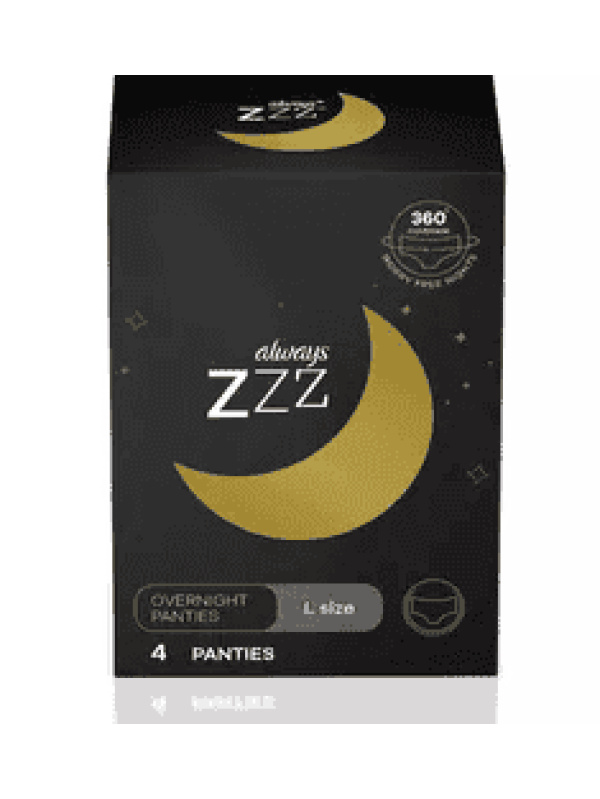 Always Zzz Disposable Overnight Period Underwear For Women Size L 4 Adet