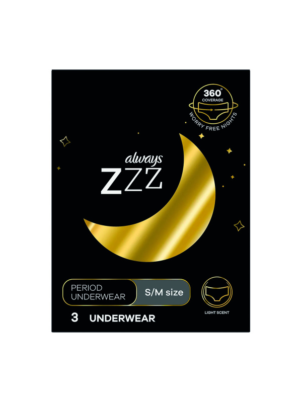 Always Zzz Disposable Overnight Period Underwear For Women Size S 3 Adet