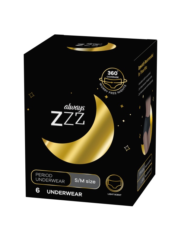 Always Zzz Disposable Overnight Period Underwear For Women Size S 6 Adet