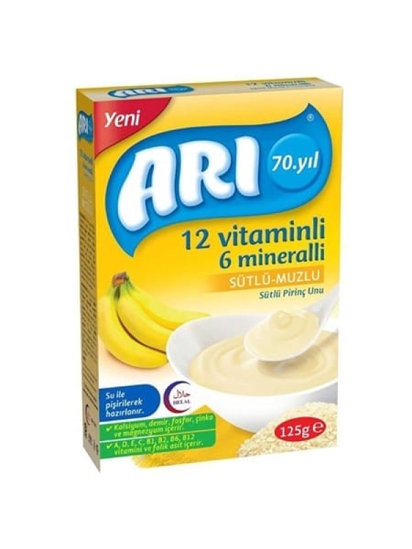 Arı Bebek Maması Muzlu Sütlü Pirinç Unu 125 Gr