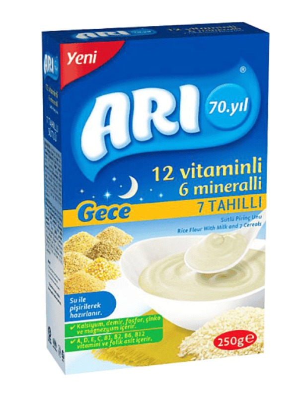 Arı Bebek Maması Sütlü 7 Kremalı Pirinç Unu 250 Gr