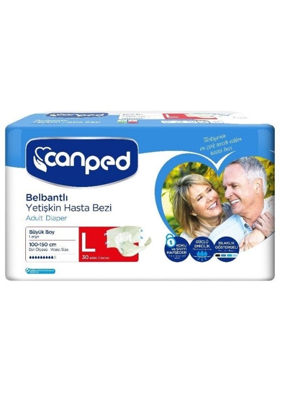 Canped Belbantlı Hasta Bezi Polietilen Beden L 30 Adet