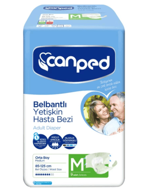 Canped Belbantlı Yetişkin Hasta Bezi Beden M 9 Adet