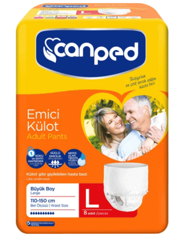 Canped Emici Külot Yetişkin Bezi Beden L 8 Adet