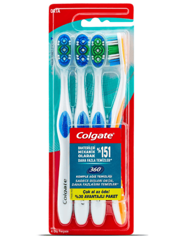 Colgate 360 4'lü Paket Diş Fırçası 1 Adet