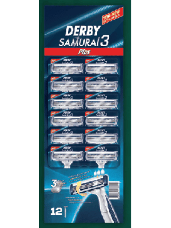 Derby Tek Kullanımlık Tip Cartella Samurai 3 Plus 12 Adet