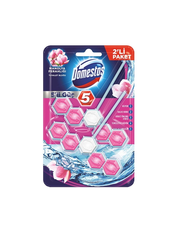 Domestos 5'li Güç Tuvalet Bloğu Manolya Ferahlığı 110 Gr