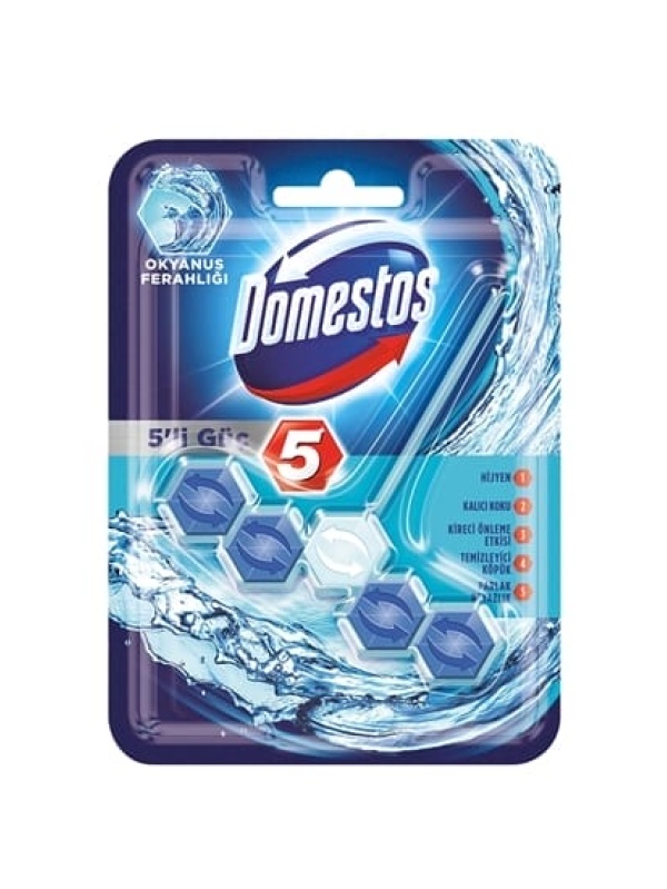Domestos 5'li Güç Tuvalet Bloğu Okyanus Ferahlığı 55 Gr