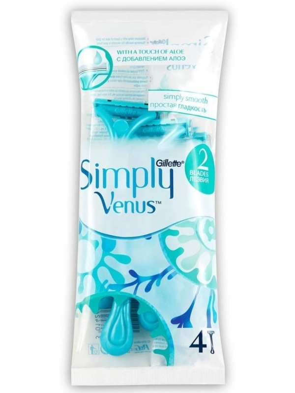Gillette Venus Simply Smooth Tek Kullanımlık Razors 4 Adets