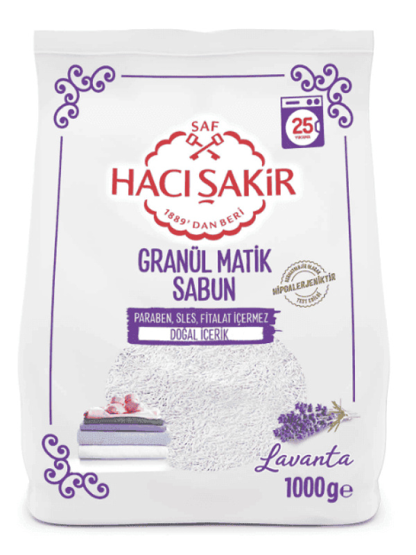 Hacı Şakir Granül Matik Sabun Lavanta 1000 Gr