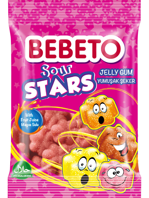 Kervan Gıda Bebeto Jelly Candy Sour Stars  40 Grx12