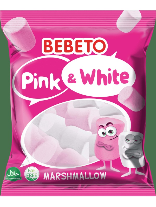 Kervan Gıda Bebeto Marshmallow Candy Pink And White 60 Grx12