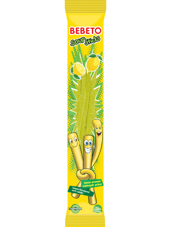 Kervan Gıda Bebeto Sour Stick Lemon  180 Grx24