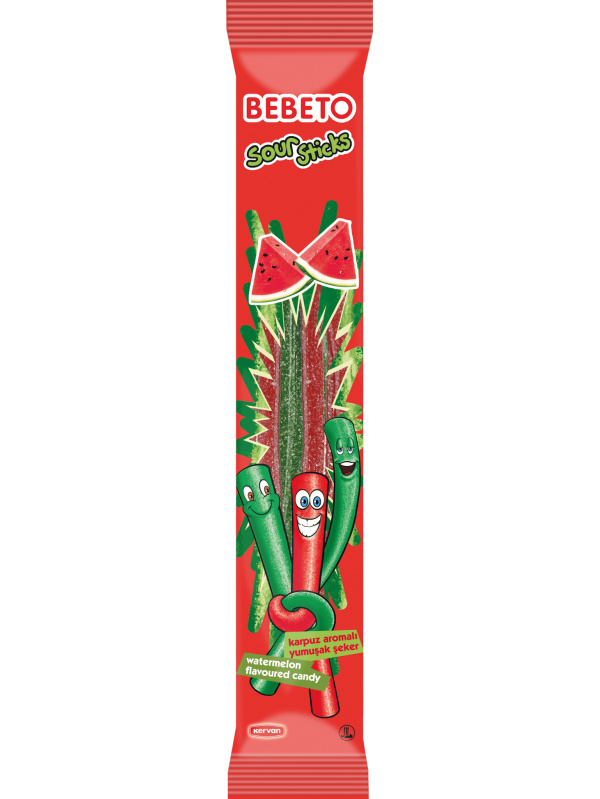 Kervan Gıda Bebeto Sour Stick Watermelon 35 Grx12