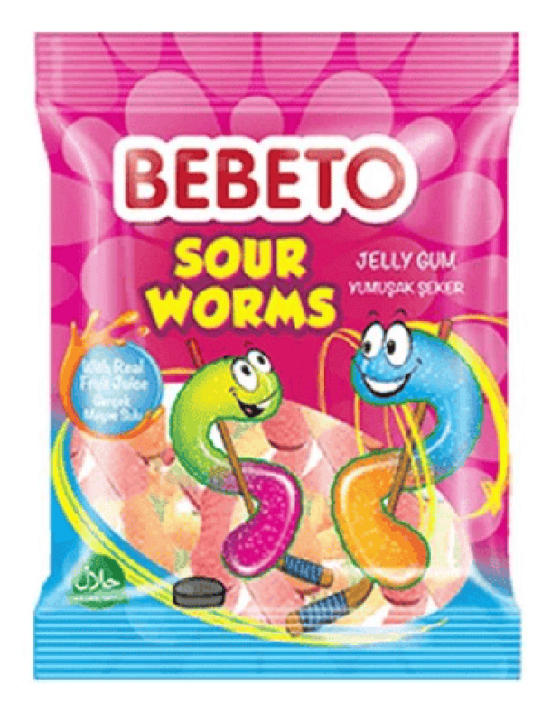 Kervan Gıda Bebeto Sour Worms 80 Gr