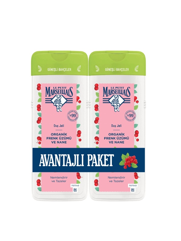 Le Petit Marseiliais Organik Frenk Üzümü Ve Nane Duş Jeli Avantaj Paketi 2X400 Ml