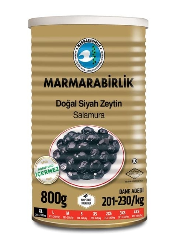 Marmarabirlik Siyah Zeytin Marbir Yağlı Salamura Yağ Ölçü : Xl 800 Gr