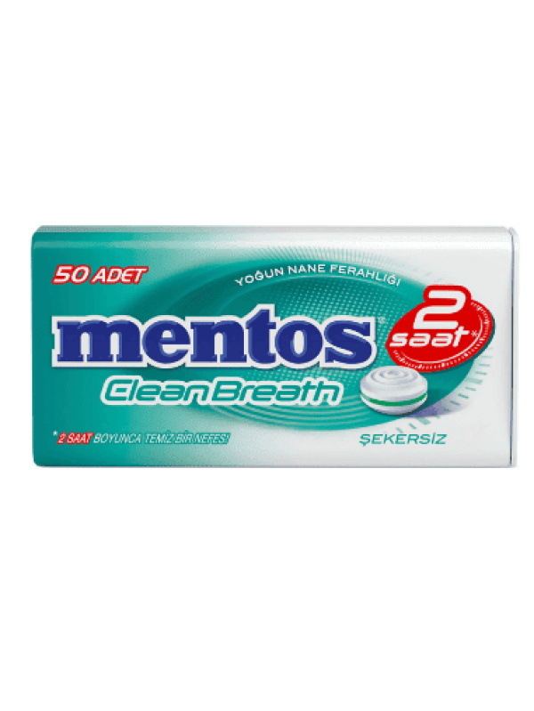 Mentos 2 Saat Clean Breath Metal Kutu Yoğun Naneli Şeker 35 Gr