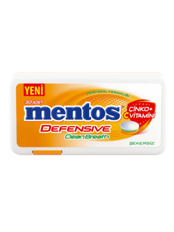 Mentos Defensive Clean Breath C Vitaminli Plastik Dispenser Portakallı Şeker 21 Gr