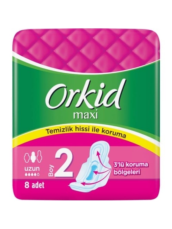 Orkid Maxi Uzun Ped 8 Adet