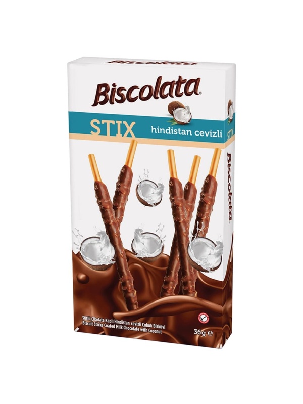 Şölen Biscolata Stix Sütlü Çikolata Kaplamalı Çubuk Bisküvi Hindistan Cevizli 36 Gr