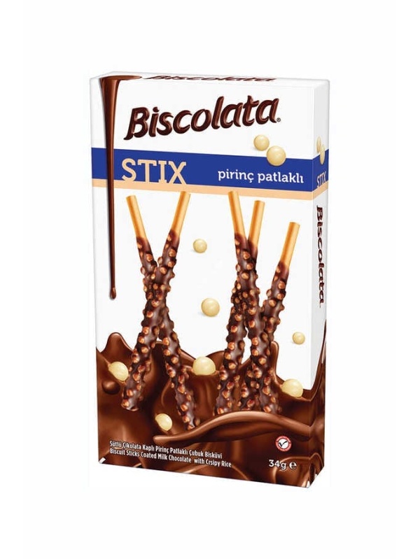 Şölen Biscolata Stix Sütlü Çikolata Kaplamalı Pirinç Çıtır Çubuk Bisküvi 34 Gr