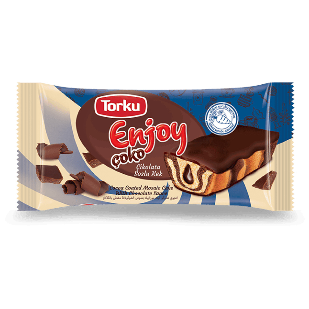Torku Enjoy Çoko Kakao Kaplamalı Çikolata Soslu Mozaik Kek 55 Gr