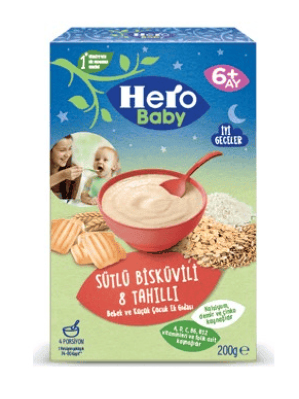 Ülker Hero Baby Sütlü Bisküvüli 8 Tahıllı Bebek Maması 200 Gr