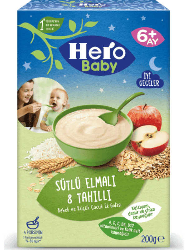 Ülker Hero Baby Sütlü Elmalı 8 Tahıllı Bebek Maması 200 Gr