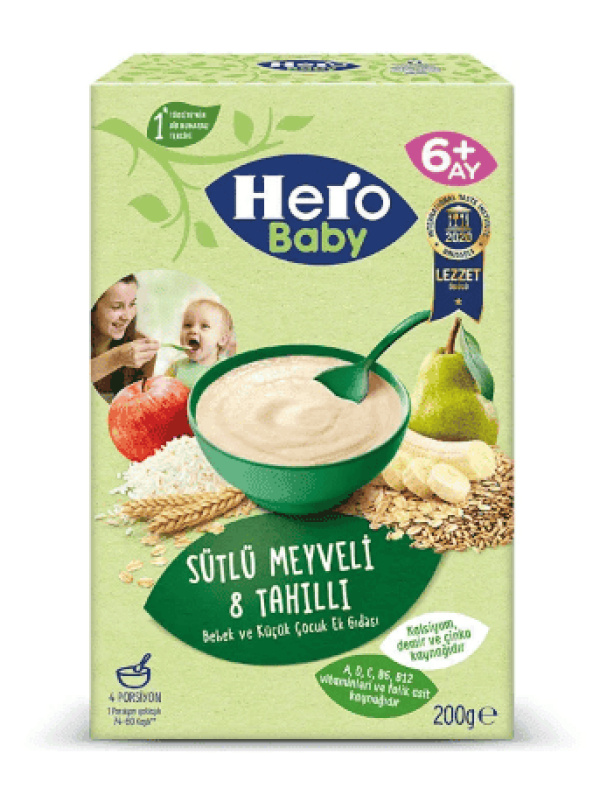 Ülker Hero Baby Sütlü Meyveli 8 Tahıllı Bebek Maması 200 Gr