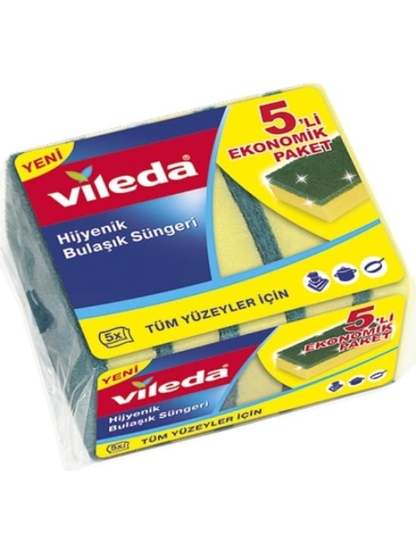 Vileda Yeşil Düz Sünger Ekonomik Paket 5'li