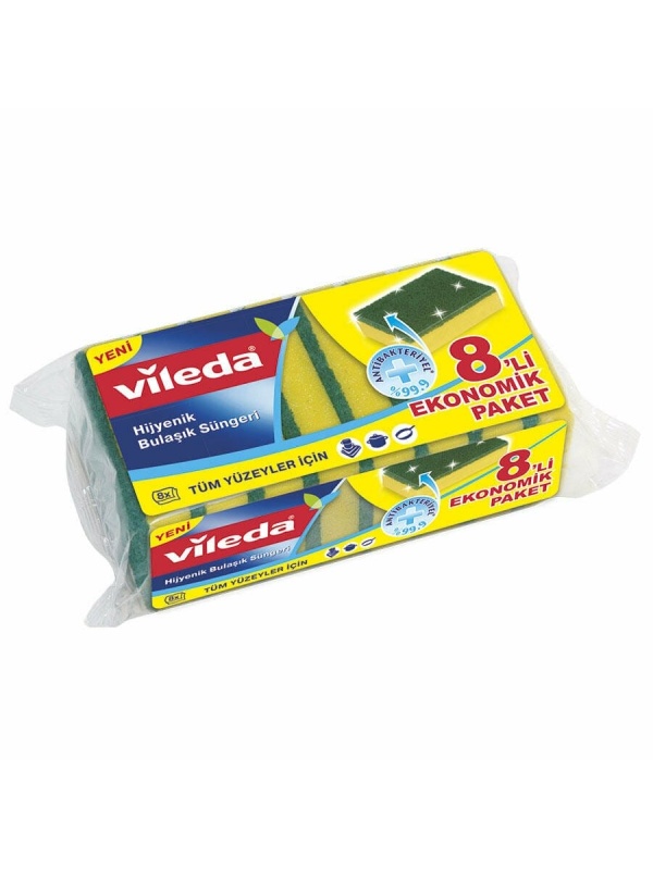 Vileda Yeşil Düz Sünger Ekonomik Paket 8'li